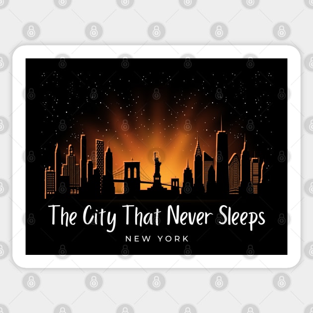 The City That Never Sleeps Sticker by Kenny The Bartender's Tee Emporium